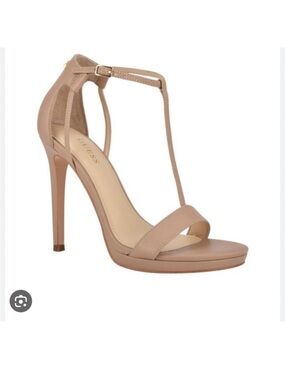GUESS Blush Nude T-Strap Stiletto Sandals